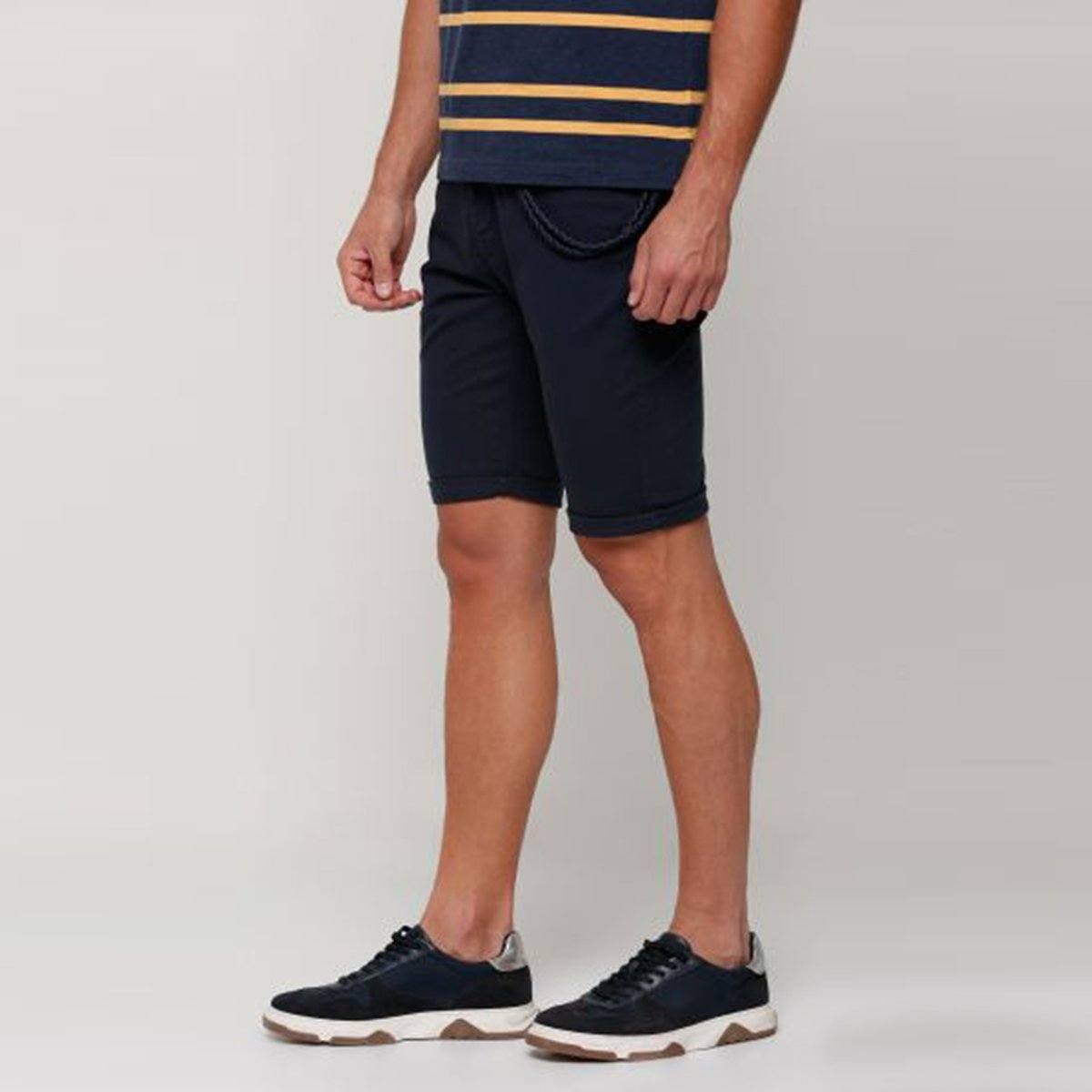 SPL-navy pocket detail cotton shorts with button closure