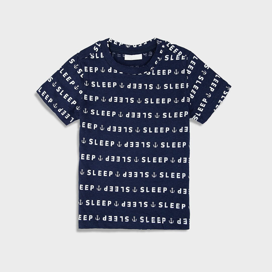 Imported Navy All-Over "Sleep" Printed T-Shirt For Kids (120422)