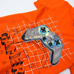 Imported Orange Slogan "Gamer" Soft Cotton T-Shirt For Boys (120398)