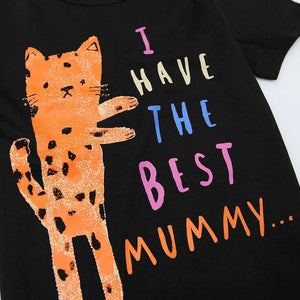Imported Black Slogan Printed Soft Cotton T-Shirt For Girls (120428)