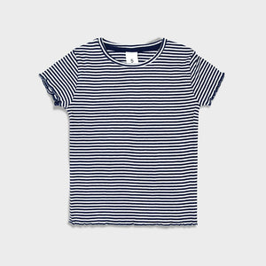 Imported Navy White Stripes Organic Cotton Top For Girls (120416)