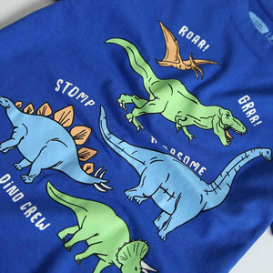 Imported Blue "Dino Crew" Slogan Printed T-Shirt For Boys (120403)