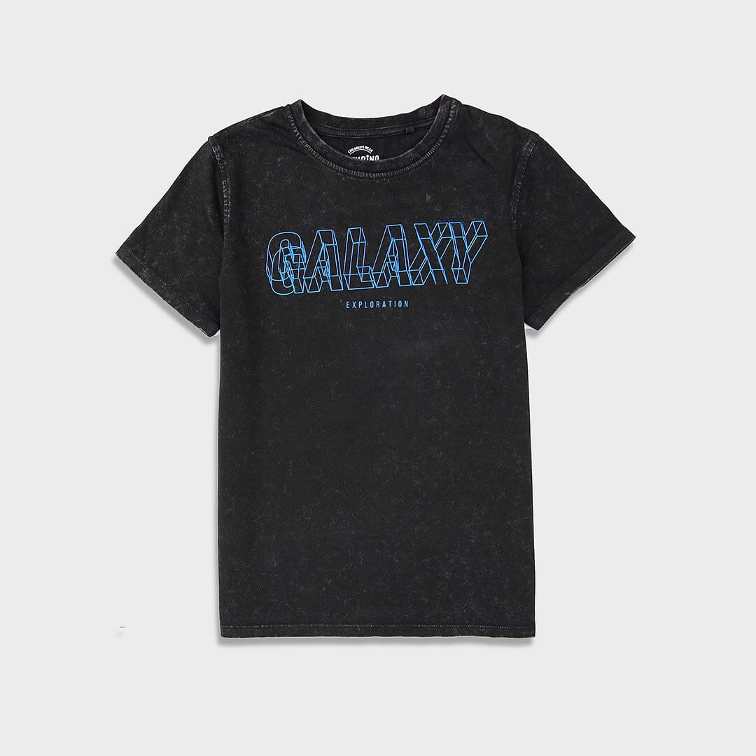 Imported Charcoal "Galaxy" Printed Soft Cotton T-Shirt For Boys (120417)