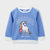 Sky Blue Graphic Printed Fleece Sweatshirt For Girls (120013)