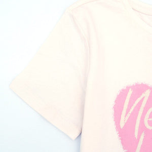 Imported Light Pink Heart Slogan Printed Soft Cotton T-Shirt For Girls (120424)