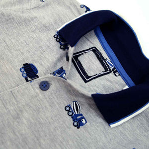 Premium Quality Grey All-Over Printed Polo Shirt For Boys (120493)