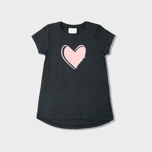 Premium Quality Charcoal Slogan Heart Printed T-Shirt For Girls (120419)