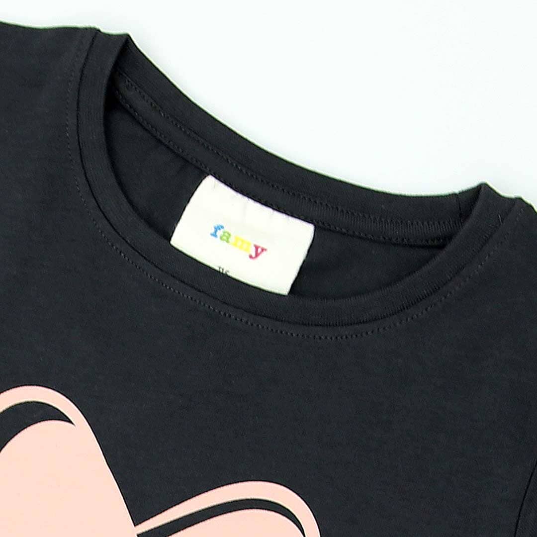 Premium Quality Charcoal Slogan Heart Printed T-Shirt For Girls (120419)
