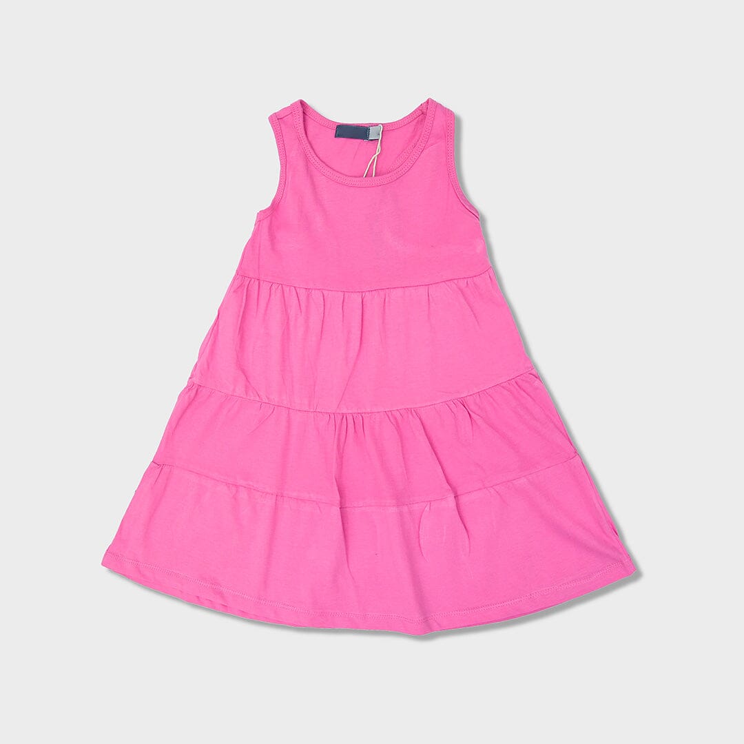 Imported Pink Sleeveless Soft Jersey Frock Girls (120448)