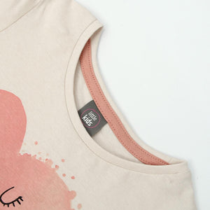 Imported Pink "Heart" Slogan Printed Frill Top For Girls (120446)