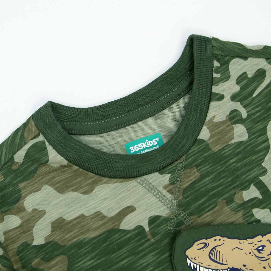 Imported Camouflage "Dino" Slogan Printed T-Shirt For Boys (120395)