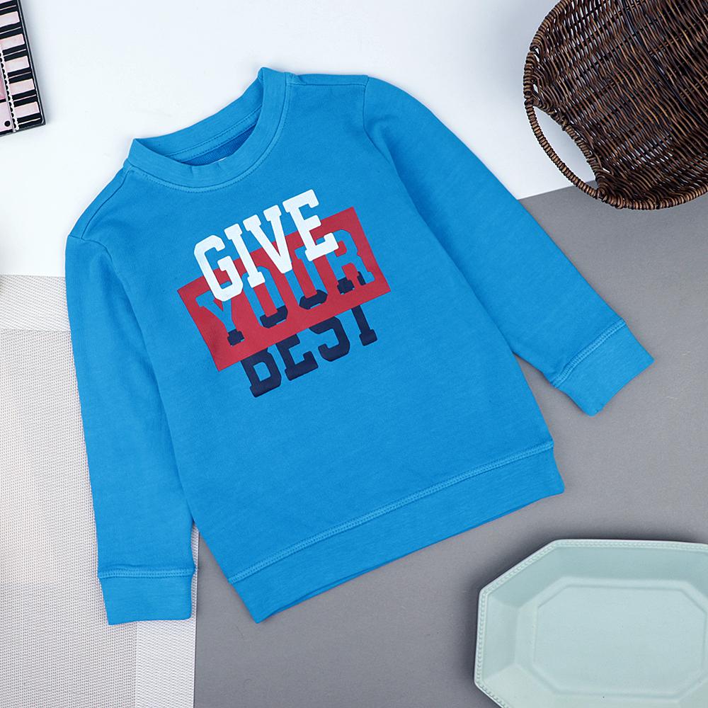 Boys turquoise "Give Your Best" Printed Sweatshirt (30156)