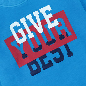 Boys turquoise "Give Your Best" Printed Sweatshirt (30156)