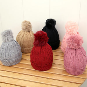 Premium Quality Imported Knitted Fur Lined Wool Soft Caps