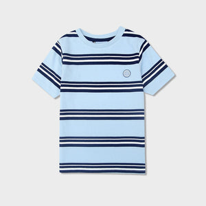 Pemium Quality Sky Blue Horizantal Stripes Soft Cotton T -Shirt For Boys (120489)