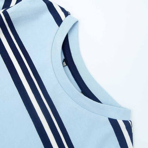 Pemium Quality Sky Blue Horizantal Stripes Soft Cotton T -Shirt For Boys (120489)