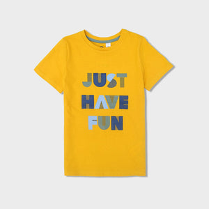 Pemium Quality Mustard Slogan Soft Cotton T-Shirt For Boys (120515)