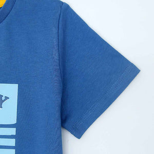 Imported Blue Slogan Soft Cotton T-Shirt For Boys (120518)