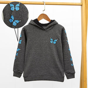 Premium Quality Butterfly Printed Pull-Over Hoodie For Girls (10584)
