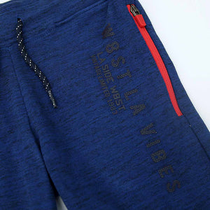 Premium Quality Blue Printed Zip Pocket Short For Boys (120452)