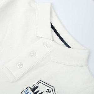 Premium Quality White Slogan Soft Cotton Polo Shirt For Boys (120501)