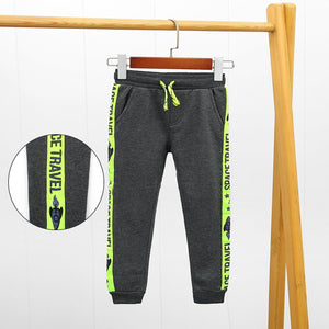 Premium Quality Canvas Tape Printed Side Panel Fleece Trouser For Kids