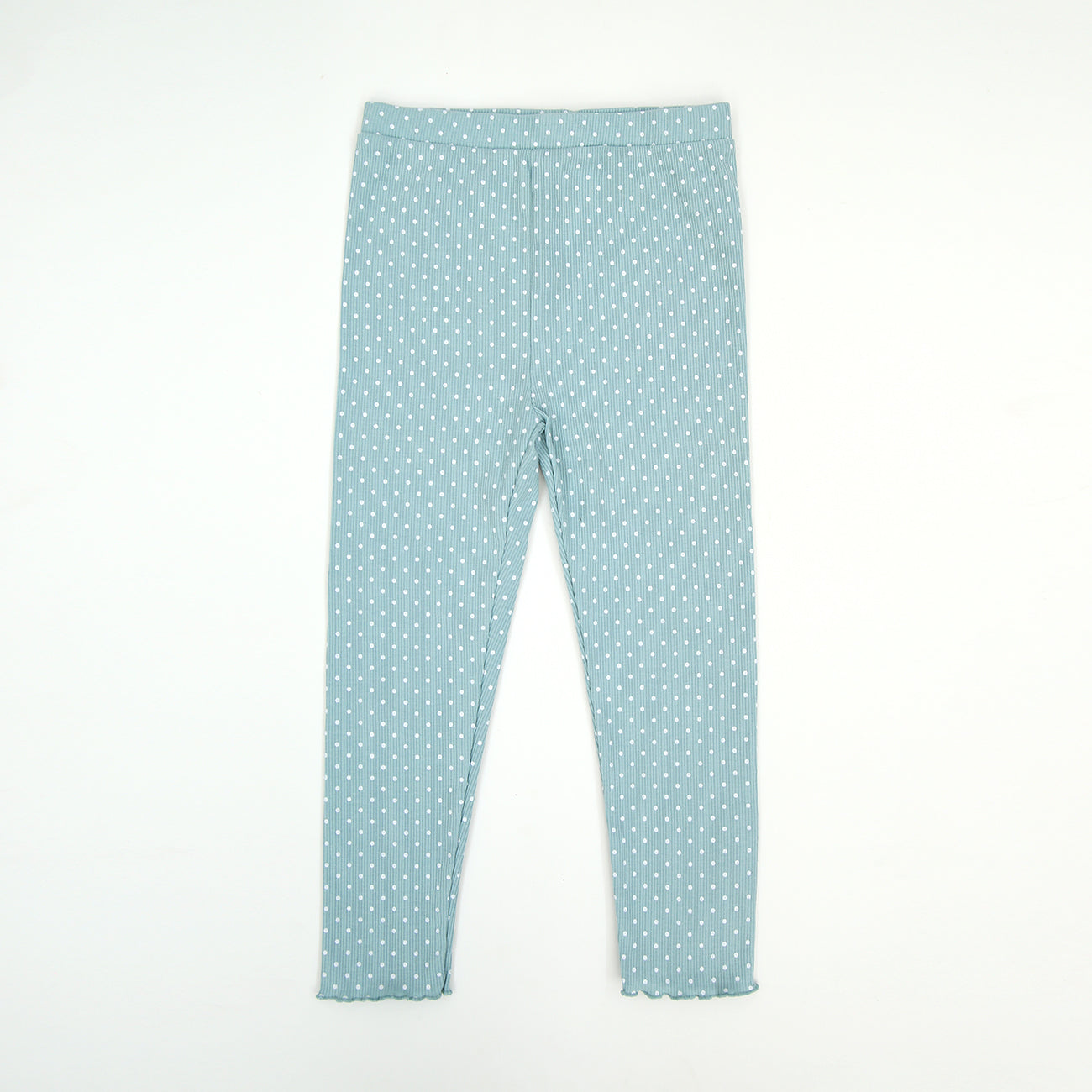 Imported All-Over Doted Printed Soft Cotton Rib Legging For Girls (11565)