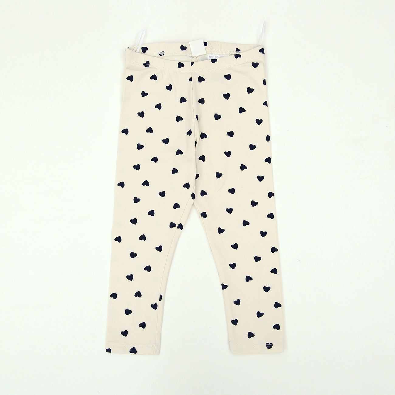 Imported Off White All-Over Heart Printed Soft Cotton Legging For Girls (11622)