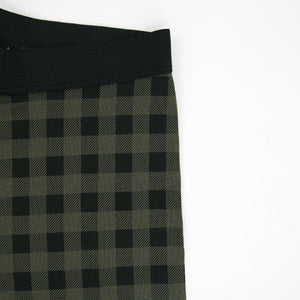 Imported Olive & Black Check Soft Cotton Legging For Girls (11597)