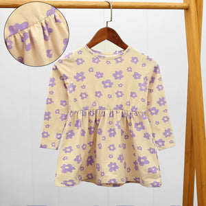 Exclusive Floral Printed Long Sleeves Stretch Winter Frock For Girls