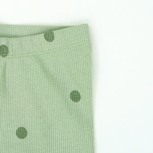 Imported Light Green Polka doted Soft Cotton Rib Legging For Girls (11573)