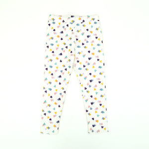 Imported White All-Over Heart Printed Soft Cotton Rib Legging For Girls (11588)