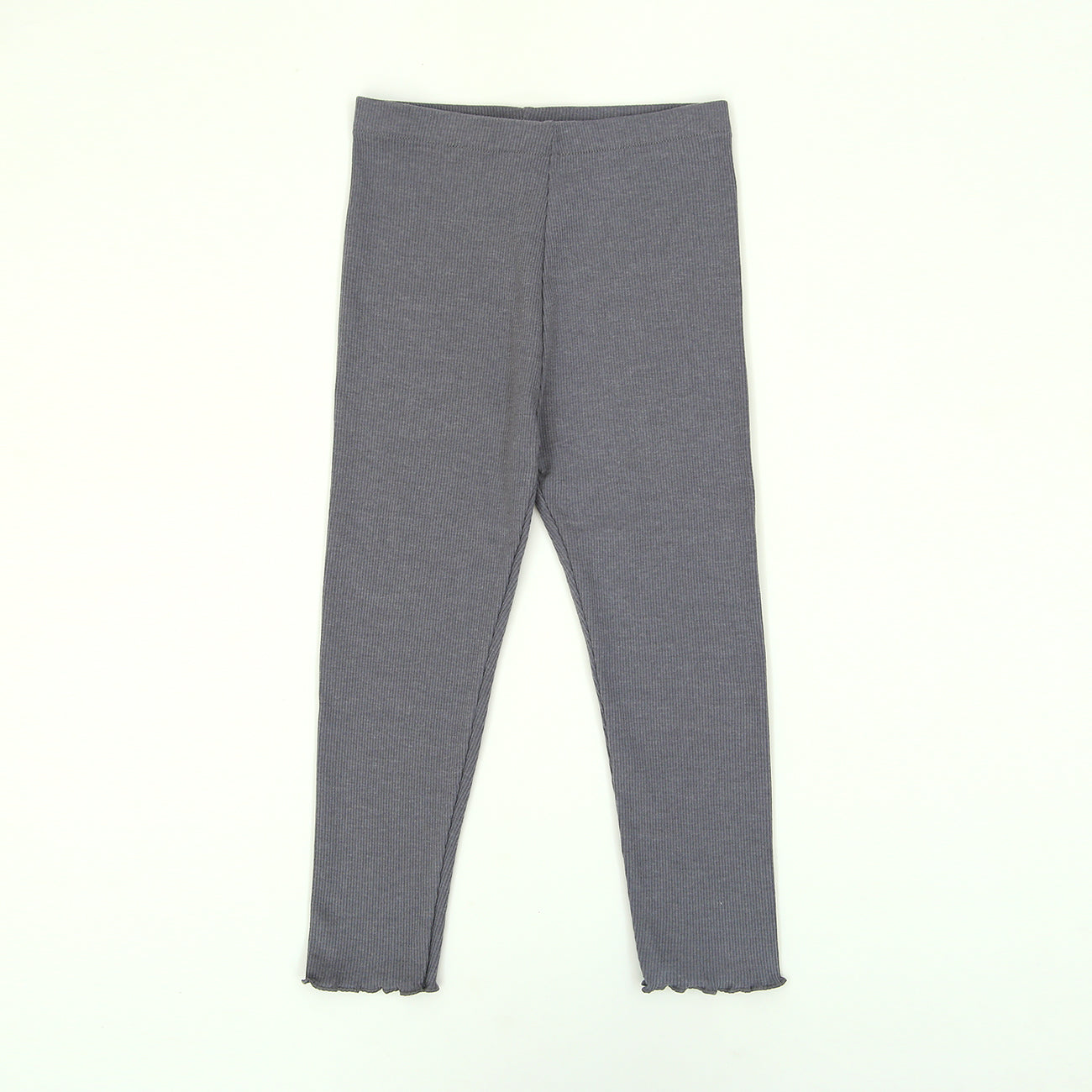 Imported Grey Soft Cotton Rib Frill Legging For Girls (11585)