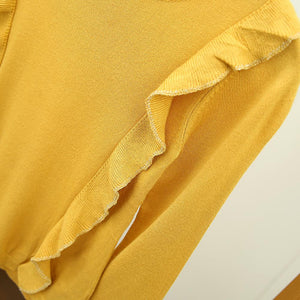 Exclusive Imported Mustard Knit-Ruffle Fashion Sweater For Girls (21979)
