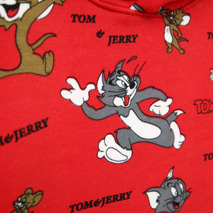 Premium Quality Red "Tom & Jerry" All-Over Printed Hoodie For Kids (120171)