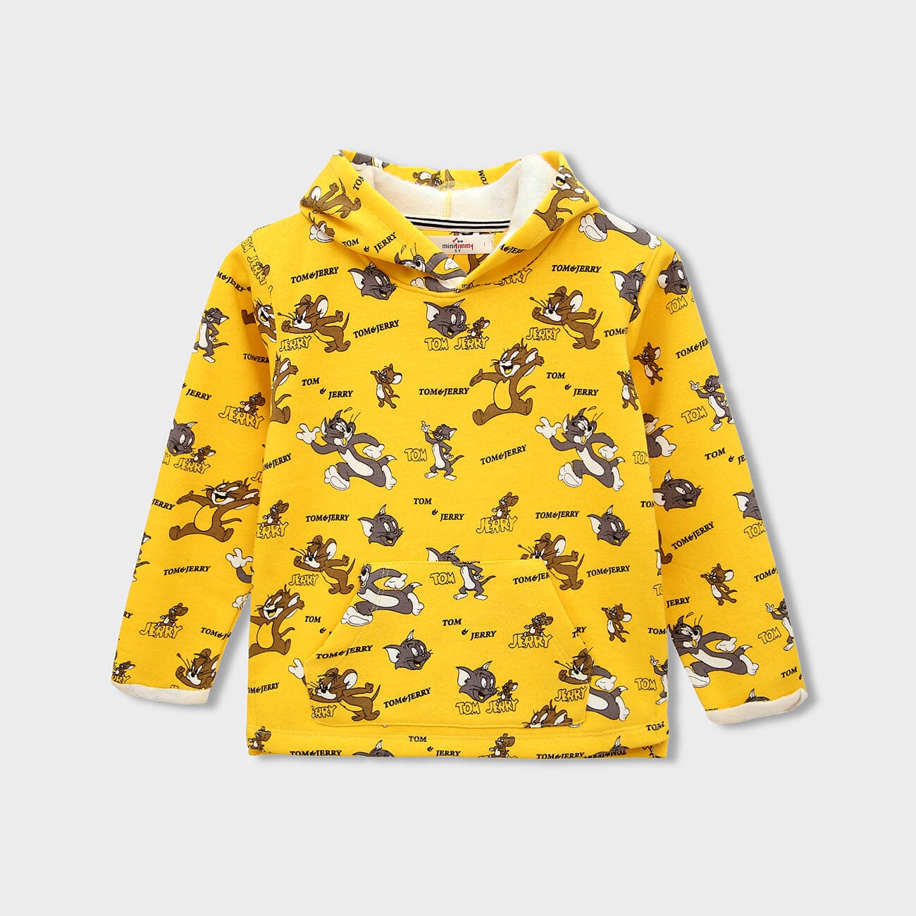 Premium Quality Yellow "Tom & Jerry" All-Over Printed Hoodie For Kids (120173)