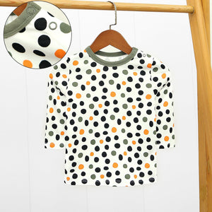 Imported Polka Doted T-Shirt With Snap Shoulder Button For Kids (22064)