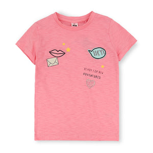 "Hey" Premium Quality Pink Slub Jersey Stretch t-Shirt For Girls (21069)