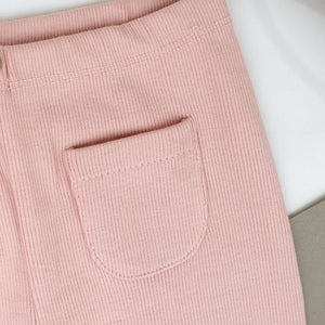 Girls Ribbed Salmon Pink Winter Leggings with Front Pocket (30203)