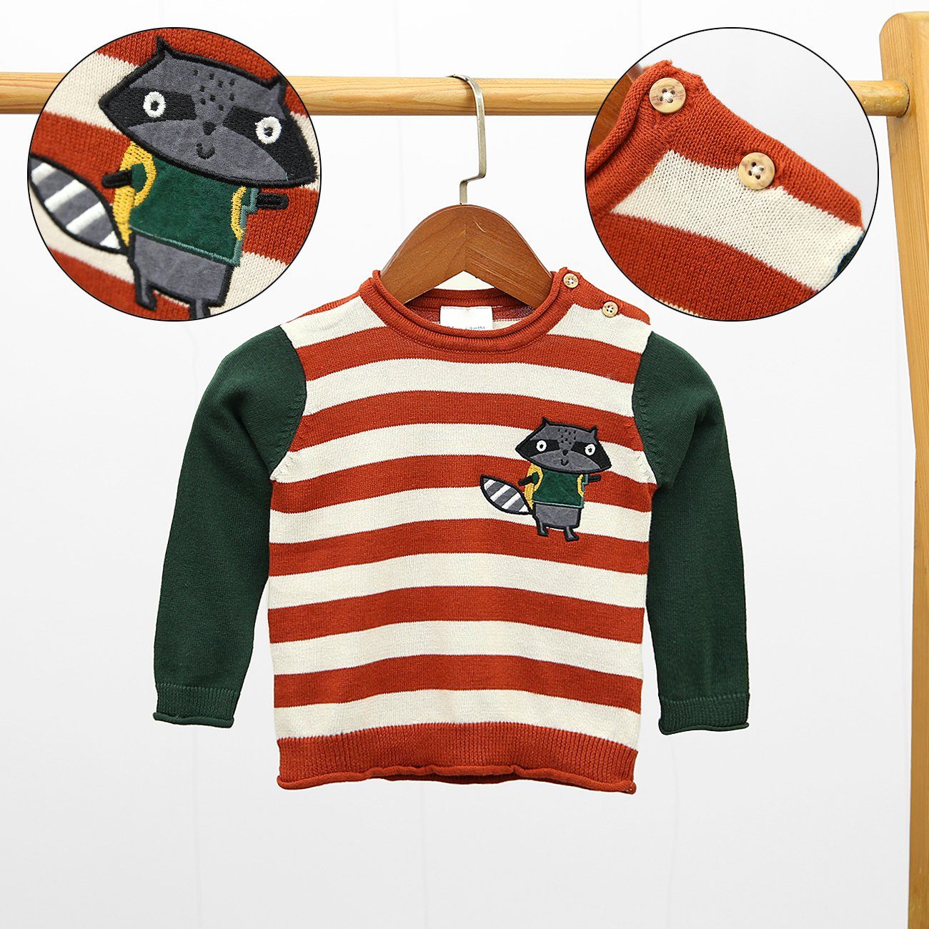 Exclusive Imported Embroided Knit-Sweater With Shoulder Button For Kids (22036)