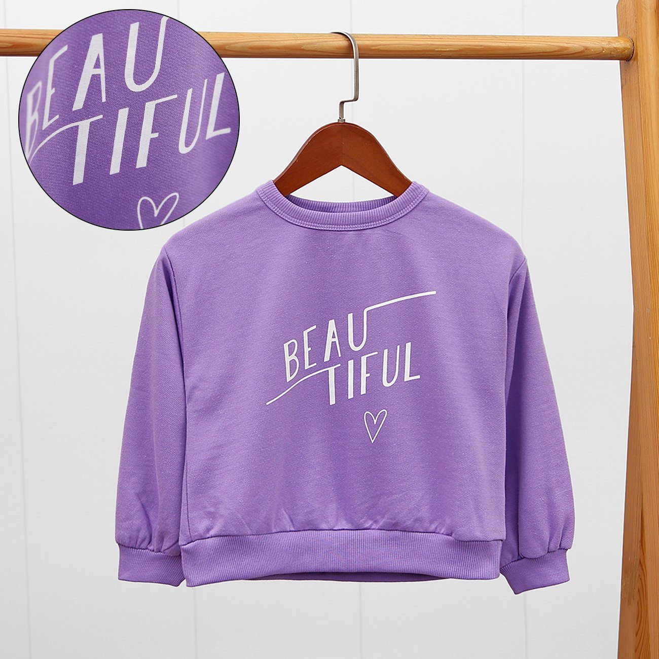 Premium Quality Purple Over-Sized Printed Sweatshirt For Girls (10037)