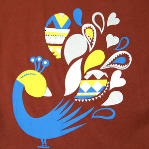 Peafowl Printed With Side Tie Cotton T-Shirt For Girls (11065)