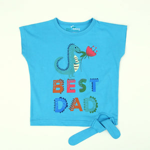 Best Dad Printed With Side Tie Cotton T-Shirt For Girls (11067)