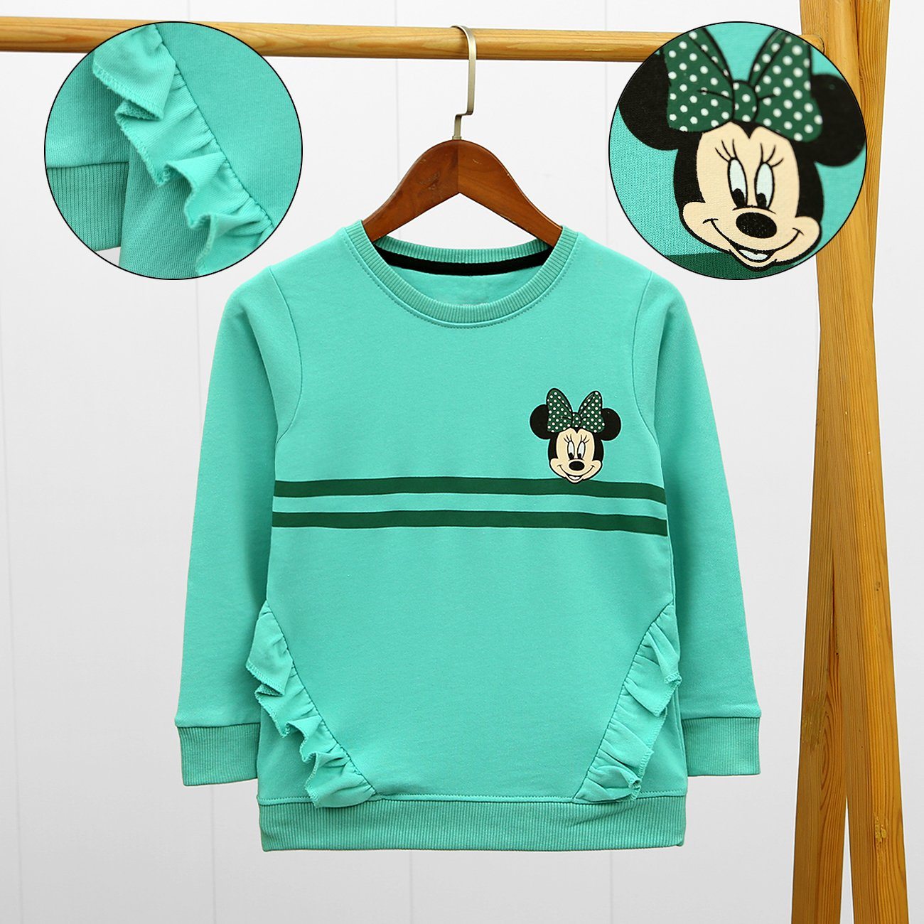 Premium Quality Minnie Mouse Printed Fashion Frill Sweatshirt For Girls (10121)