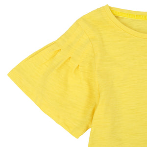 Premium Quality Slub Jersey Yellow T-Shirt For Girls (11161)