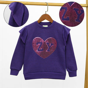Premium Quality Heart Sequin Embroidered Sweatshirt For Girls (10222)
