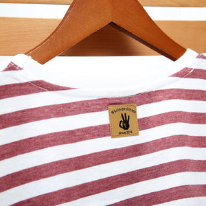 Men Burgundy and White Striped Soft Printed T-Shirt (21098)