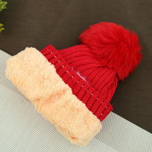 Premium Quality Knitted Fur Lined Wool Soft Stretch Cap For Kids