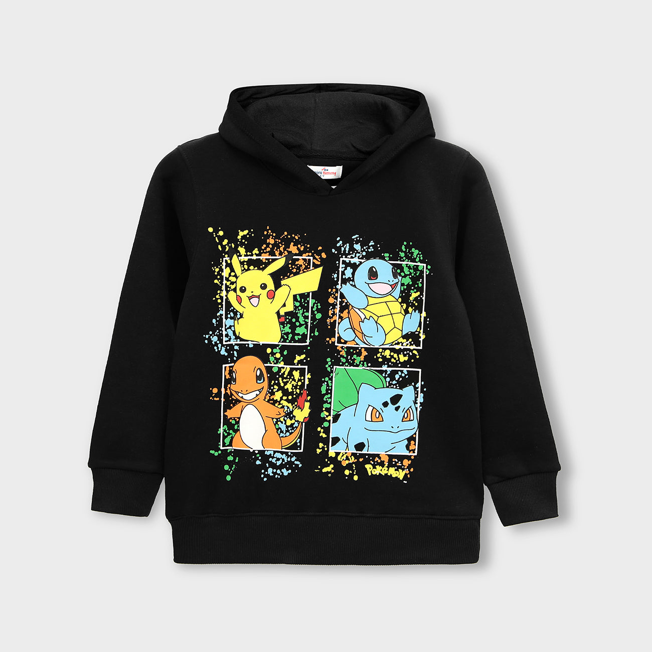 Premium Quality Black Pull-Over "Animated" Printed Fleece Hoodie For Kids (120003)