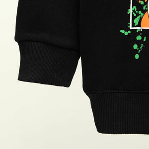 Premium Quality Black Pull-Over "Animated" Printed Fleece Hoodie For Kids (120003)
